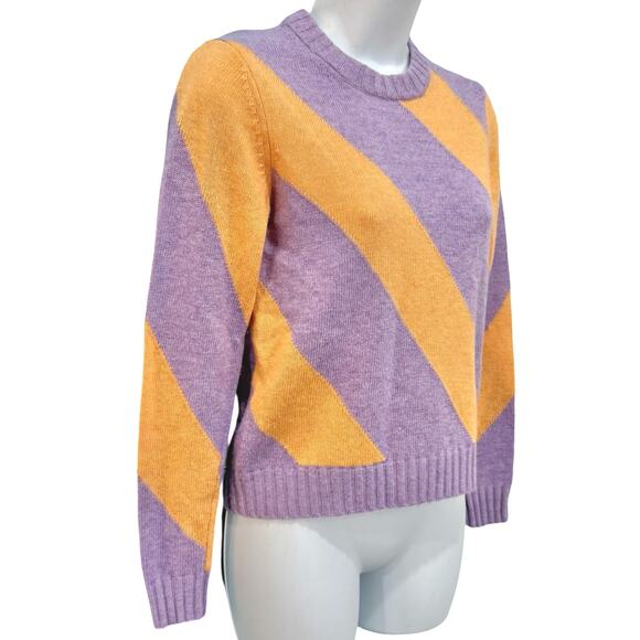 Esprit Purple Orange Diagonal Stripe Cashmere Blend Crew Neck Sweater size XXS - Picture 3 of 9